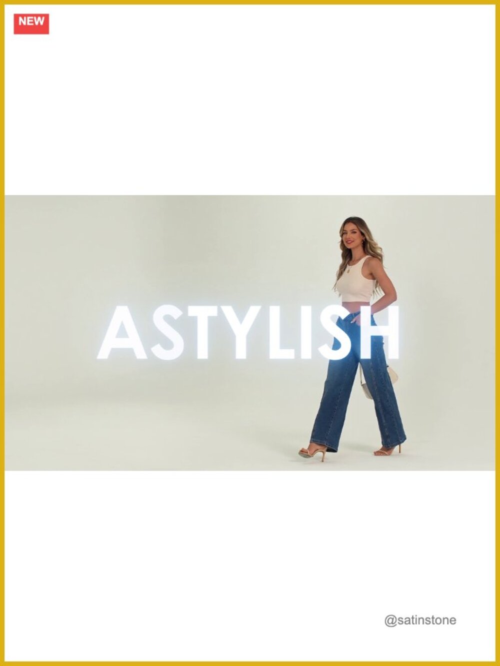 High Waisted Wide Leg Jeans Front Seam Straight Denim Pants - Picture 6 of 6
